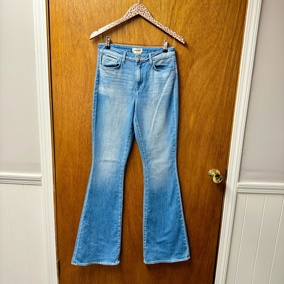 L'AGENCE Bell High Rise Flare Denim Jeans Ashford Wash Light Blue 27 - Picture 15 of 16